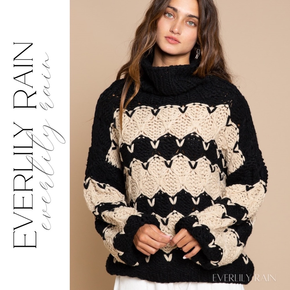 POL Gorgeous Handmade Chunky Knit Turtleneck Sweater - Picture 2 of 14